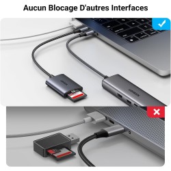 Uvert usb c lecteur carte sd adaptateur carte microsd 5gbps super vitesse simultané à lire et écrire card reader compatible avec