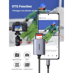Uvert usb c lecteur carte sd adaptateur carte microsd 5gbps super vitesse simultané à lire et écrire card reader compatible avec