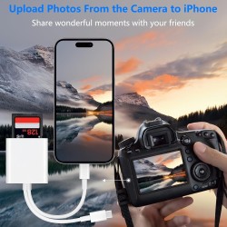 Lecteur de carte SD 2 en 1 pour iPhone et iPad, adaptateur SD-CARD pour iPhone 16 15 14