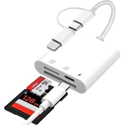 Lecteur SD Apple Certifié MFI Adaptateur Lightning 3 en 1
