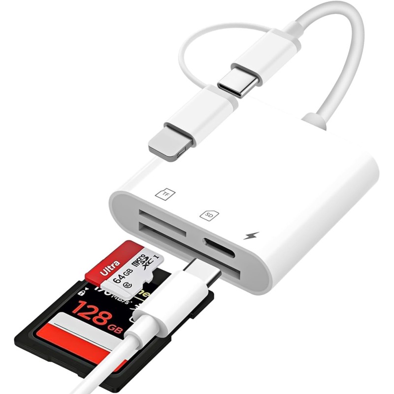 Lecteur SD Apple Certifié MFI Adaptateur Lightning 3 en 1