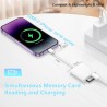 Lecteur SD Apple Certifié MFI Adaptateur Lightning 3 en 1