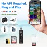 Lecteur de carte SD Lightning, lecteur de carte SD iPhone, lecteur de carte S-D Lightning, adaptateur de carte S-D iPhone pour i