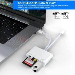Lecteur de carte SD Lightning, lecteur de carte SD iPhone, lecteur de carte S-D Lightning, adaptateur de carte S-D iPhone pour i