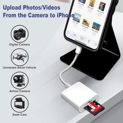 [Apple MFi Certified] Lecteur de Carte SD pour iPhone iPad, Lightning Adaptateur de Carte SD, Lecteur de Carte mémoire pour ipho