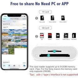 [Apple MFi Certified] Lecteur de Carte SD pour iPhone iPad, Lightning Adaptateur de Carte SD, Lecteur de Carte mémoire pour ipho