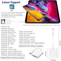 [Apple MFi Certified] Lecteur de Carte SD pour iPhone iPad, Lightning Adaptateur de Carte SD, Lecteur de Carte mémoire pour ipho