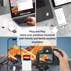 [Apple MFi Certified] Lecteur de Carte SD pour iPhone iPad, Lightning Adaptateur de Carte SD, Lecteur de Carte mémoire pour ipho