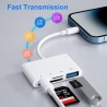Lecteur de carte SD 4 en 1 pour iPhone et iPad, lecteur de carte mémoire pour iPhone 14/13/12/11/X/XS/XR/8/7 iPad, Plug and Play