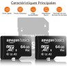 Amazon Basics Carte Mémoire MicroSDXC, avec Adaptateur SD, A2, U3, vitesse de lecture maximale de 100 Mb/s, 64 GB (lot de 2), No