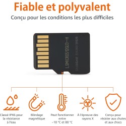 Amazon Basics Carte microSDXC de 512 Go avec Adaptateur, Vitesse de Lecture jusqu’à 200 Mo/s, Lot de 1