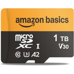 Amazon Basics Carte microSDXC de 1 To avec Adaptateur, Vitesse de Lecture jusqu’à 200 Mo/s, Lot de 1