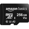 Amazon Basics Carte Mémoire microSDXC avec Adaptateur Grande Taille, A2, U3, Vitesse de Lecture Jusqu’à 100Mbit/s, 256Go, Noir
