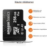 Amazon Basics Carte Mémoire microSDXC avec Adaptateur Grande Taille, A2, U3, Vitesse de Lecture Jusqu’à 100Mbit/s, 256Go, Noir
