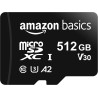 Amazon Basics Carte Mémoire microSDXC avec Adaptateur Grande Taille, A2, U3, Vitesse de Lecture Jusqu’à 100Mbit/s, 512Go, Noir
