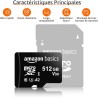 Amazon Basics Carte Mémoire microSDXC avec Adaptateur Grande Taille, A2, U3, Vitesse de Lecture Jusqu’à 100Mbit/s, 512Go, Noir