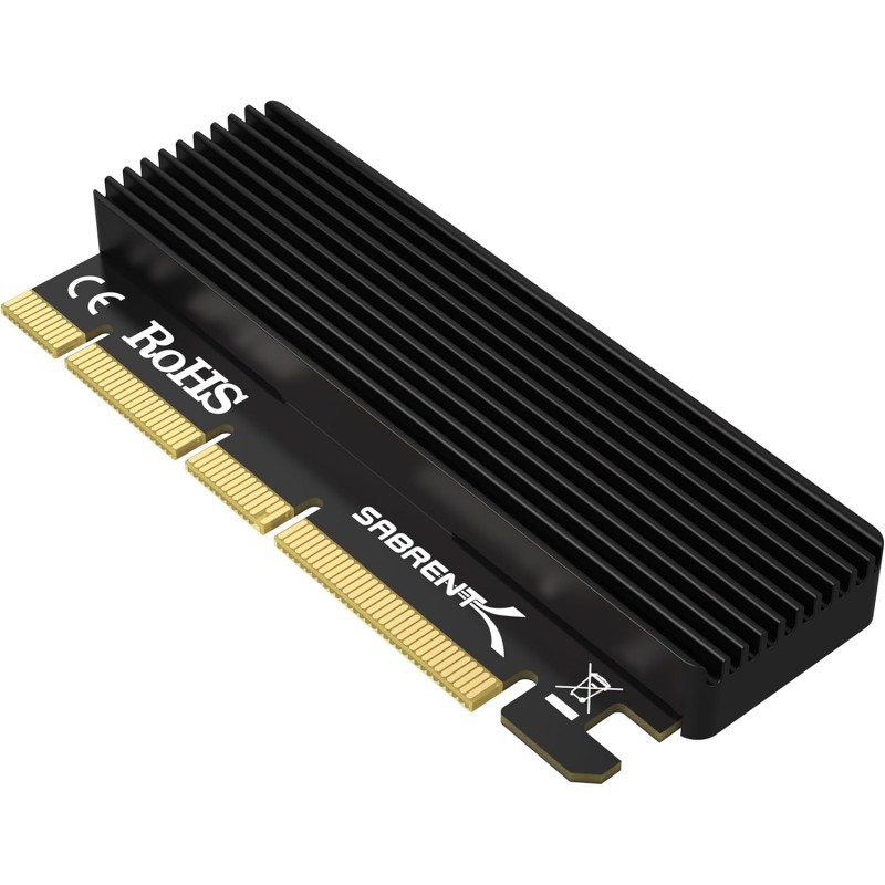 SABRENT Adaptateur SSD M.2 NVMe à PCIe avec dissipateur thermique en aluminium et tampon thermique, carte M.2 NVMe vers PCIE 3.0