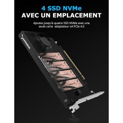 SABRENT Carte d'adaptateur à 4 disques NVMe SSD vers PCIe 4.0 X 16 avec Refroidissement Actif [EC-P4BF]