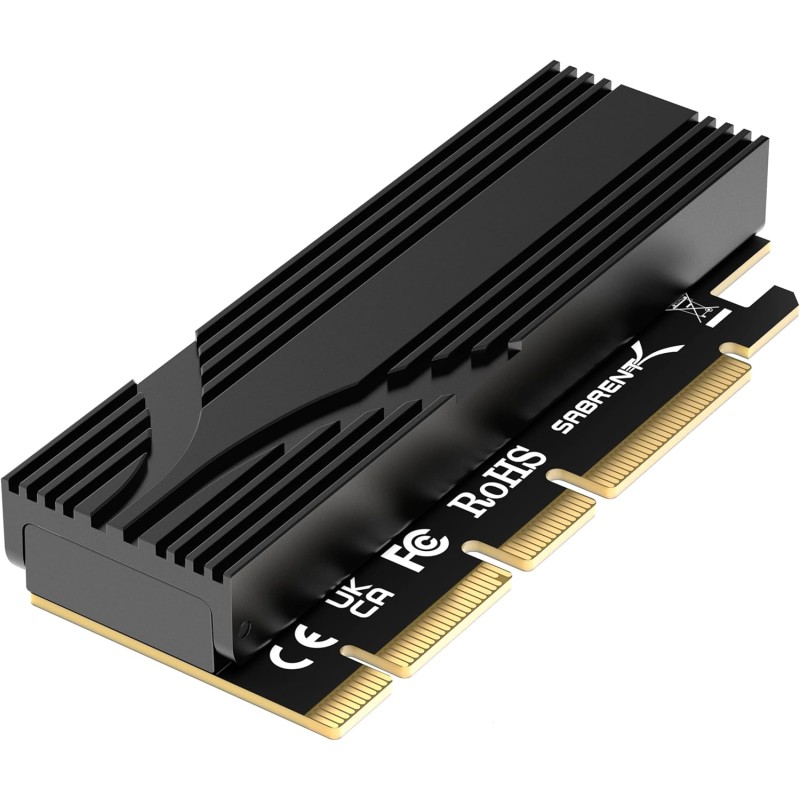 SABRENT Carte d'extension sans Outil M.2 NVMe SSD vers PCIe x16 (AIC) avec dissipateur Thermique, Adaptateur PCIe M.2 pour SSD P