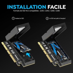 SABRENT Carte d'extension sans Outil M.2 NVMe SSD vers PCIe x16 (AIC) avec dissipateur Thermique, Adaptateur PCIe M.2 pour SSD P