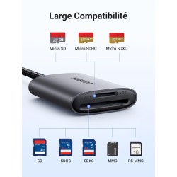 Uvert sd4.0 uhs ii lecteur carte sd usb c 312mb/s super vitesse adaptateur de microsd nylon tressé card reader compatible avec m