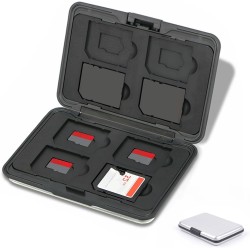 Étui pour Cartes Mémoire 16 Emplacements Résistant à l'eau, 8 SD + 8 Micro SD Cards, Boîte Plastique pour Micro SD SDXC SDHC TF 