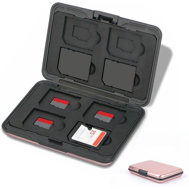 Étui pour Cartes Mémoire 16 Emplacements Résistant à l'eau, 8 SD + 8 Micro SD Cards, Boîte Plastique pour Micro SD SDXC SDHC TF 