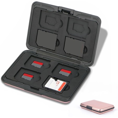 Étui pour Cartes Mémoire 16 Emplacements Résistant à l'eau, 8 SD + 8 Micro SD Cards, Boîte Plastique pour Micro SD SDXC SDHC TF 