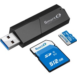 SmartQ C307 Lecteur de Cartes Portable USB 3.0 pour SD, SDHC, SDXC, MicroSD, MicroSDHC, MicroSDXC, avec Design Tout-en-Un avancé