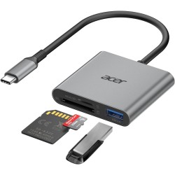 acer Lecteur de Cartes SD avec USB 3.0, 3 en 1 USB C SD Card Reader 3.0, Adapateur pour SD/Micro SD/SDHC/SDXC/MMC, Compatible av