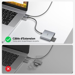 acer Lecteur de Cartes SD avec USB 3.0, 3 en 1 USB C SD Card Reader 3.0, Adapateur pour SD/Micro SD/SDHC/SDXC/MMC, Compatible av