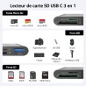 acer Lecteur de Cartes SD avec USB 3.0, 3 en 1 USB C SD Card Reader 3.0, Adapateur pour SD/Micro SD/SDHC/SDXC/MMC, Compatible av