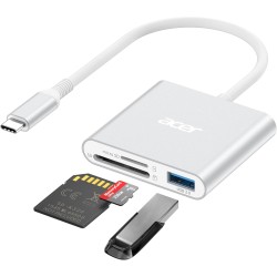 acer Lecteur de Cartes SD avec USB 3.0, 3 en 1 USB C SD Card Reader 3.0, Adapateur pour SD/Micro SD/SDHC/SDXC/MMC, Compatible av