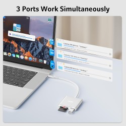 acer Lecteur de Cartes SD avec USB 3.0, 3 en 1 USB C SD Card Reader 3.0, Adapateur pour SD/Micro SD/SDHC/SDXC/MMC, Compatible av