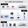 acer Lecteur de Cartes SD avec USB 3.0, 3 en 1 USB C SD Card Reader 3.0, Adapateur pour SD/Micro SD/SDHC/SDXC/MMC, Compatible av