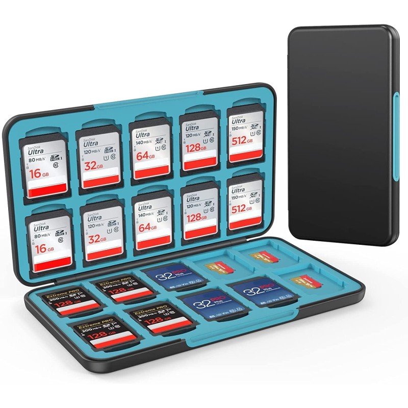 HEIYING Rangement Carte Mémoire pour Cartes SD/TF, Étui de Stockage Portable pour Carte SD Compatible avec 20 SDXC SDHC et 20 TF