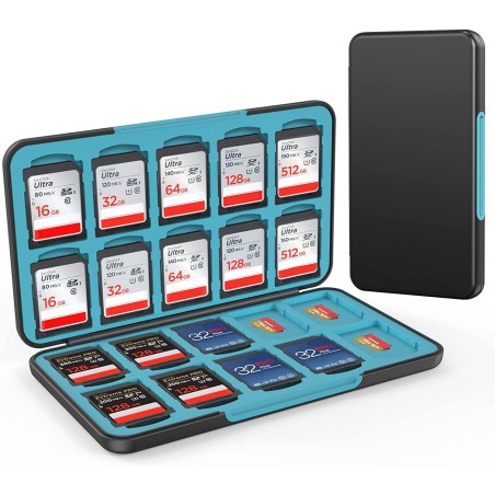 HEIYING Rangement Carte Mémoire pour Cartes SD/TF, Étui de Stockage Portable pour Carte SD Compatible avec 20 SDXC SDHC et 20 TF