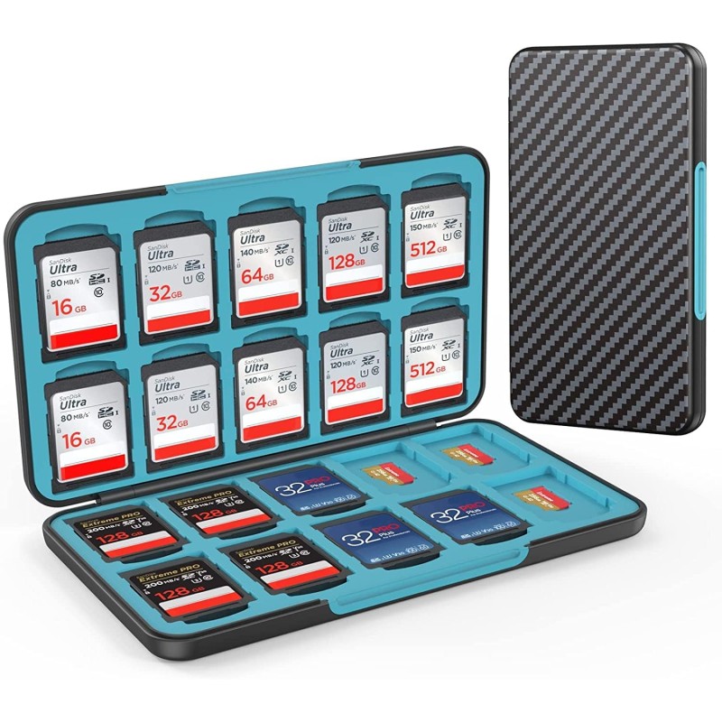 HEIYING Rangement Carte Mémoire pour Cartes SD/TF, Étui de Stockage Portable pour Carte SD Compatible avec 20 SDXC SDHC et 20 TF