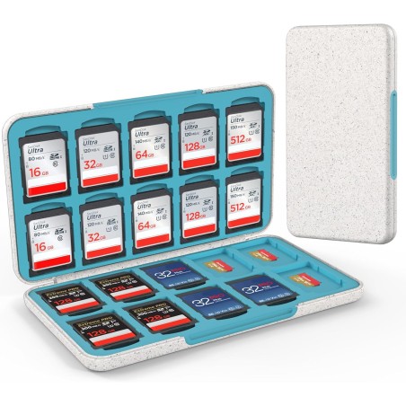 HEIYING Rangement Carte Mémoire pour Cartes SD/TF, Étui de Stockage Portable pour Carte SD Compatible avec 20 SDXC SDHC et 20 TF