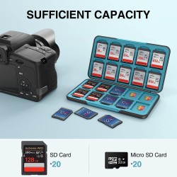 HEIYING Rangement Carte Mémoire pour Cartes SD/TF, Étui de Stockage Portable pour Carte SD Compatible avec 20 SDXC SDHC et 20 TF