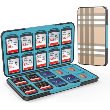 HEIYING Rangement Carte Mémoire pour Cartes SD/TF, Étui de Stockage Portable pour Carte SD Compatible avec 20 SDXC SDHC et 20 TF