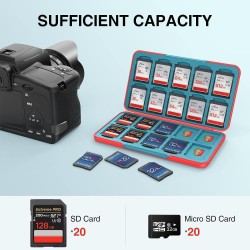 HEIYING Rangement Carte Mémoire pour Cartes SD/TF, Étui de Stockage Portable pour Carte SD Compatible avec 20 SDXC SDHC et 20 TF