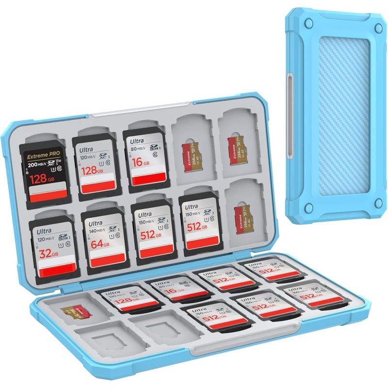 HEIYING Rangement Carte Mémoire pour Cartes SD/TF, Étui de Stockage Portable pour Carte SD Compatible avec 20 SDXC SDHC et 20 TF