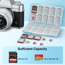 HEIYING Rangement Carte Mémoire pour Cartes SD/TF, Étui de Stockage Portable pour Carte SD Compatible avec 20 SDXC SDHC et 20 TF