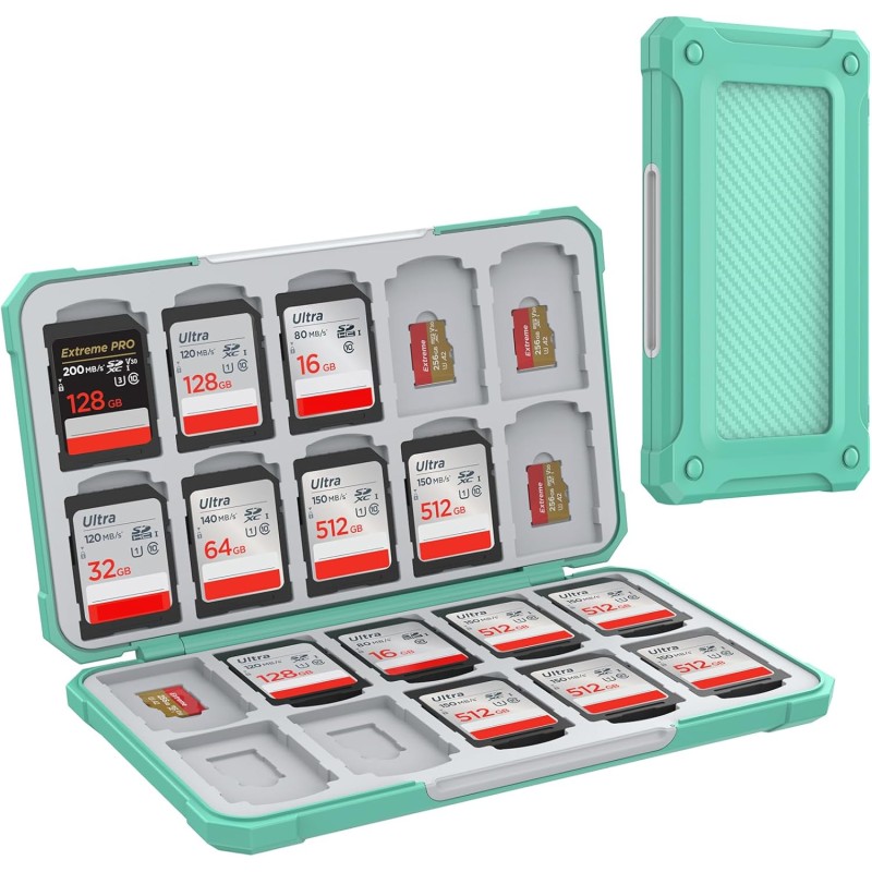 HEIYING Rangement Carte Mémoire pour Cartes SD/TF, Étui de Stockage Portable pour Carte SD Compatible avec 20 SDXC SDHC et 20 TF