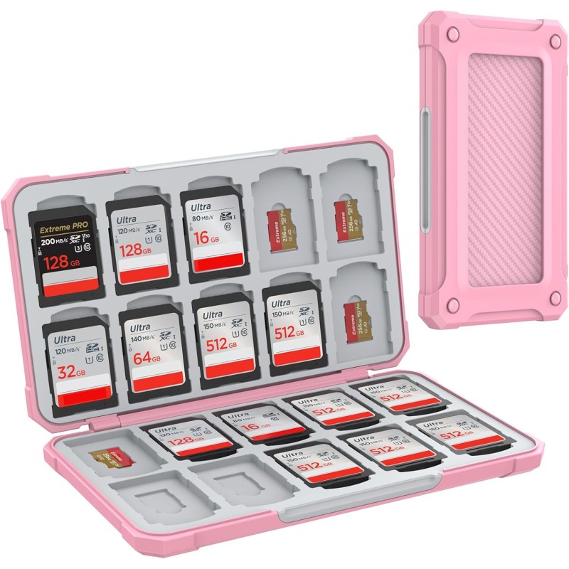 HEIYING Rangement Carte Mémoire pour Cartes SD/TF, Étui de Stockage Portable pour Carte SD Compatible avec 20 SDXC SDHC et 20 TF