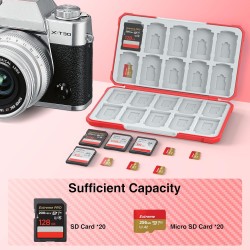 HEIYING Rangement Carte Mémoire pour Cartes SD/TF, Étui de Stockage Portable pour Carte SD Compatible avec 20 SDXC SDHC et 20 TF