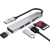 5 en 1 Adaptateur 1 USB 3.0 et 2 USB 2.0, Multiport Hub Lecteurs de Carte Mémoire pour SD/Micro SD/MMC/TF/SDXC/SDHC etc.