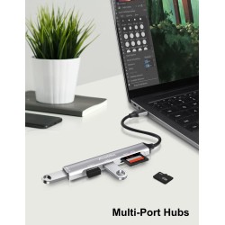5 en 1 Adaptateur 1 USB 3.0 et 2 USB 2.0, Multiport Hub Lecteurs de Carte Mémoire pour SD/Micro SD/MMC/TF/SDXC/SDHC etc.