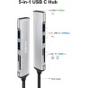 Lecteur de Carte SD/Micro SD, 5 en 1 Adaptateur USB C avec Lecteur de Carte SD/TF, 1 USB 3.0 et 2 USB 2.0, Multiport Hub USB C L